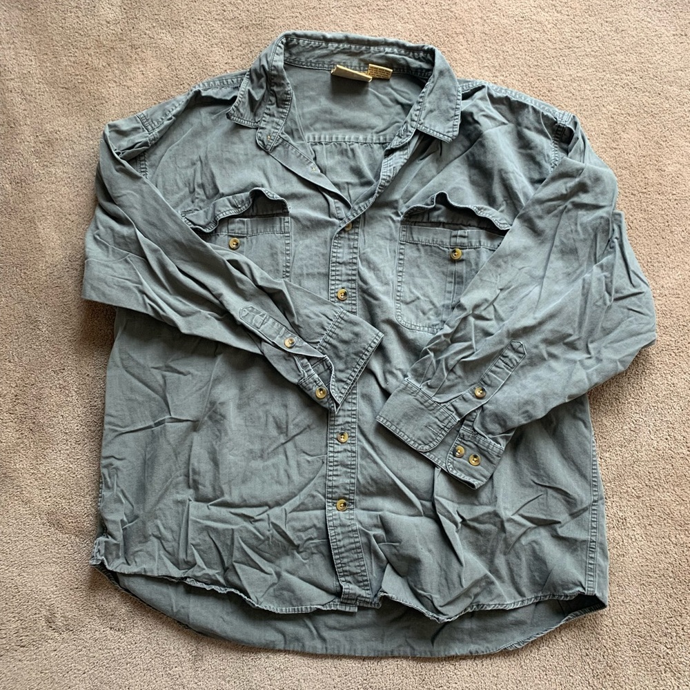 Army Green Long-Sleeve Button Up